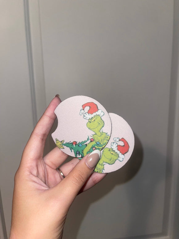 Grinch Pink Car Coasters