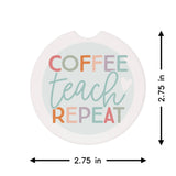 Coffee Teach Book Stack Teacher Gift Car Coaster Set