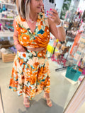 Tropical Cutout dress in Orange Combo