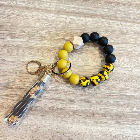 Silicone Bracelet Key Ring in Sunflower