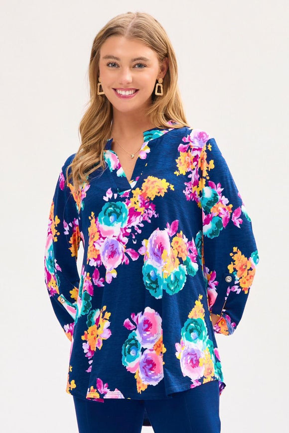 Gabby Top in Navy Floral