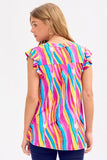 Dear Scarlett Lizzy Flutter Sleeve Top in Multi