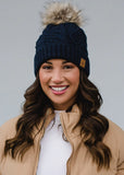 Navy Cable Lined Winter Hat