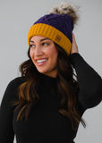 Purple and Gold Lined Winter Hat