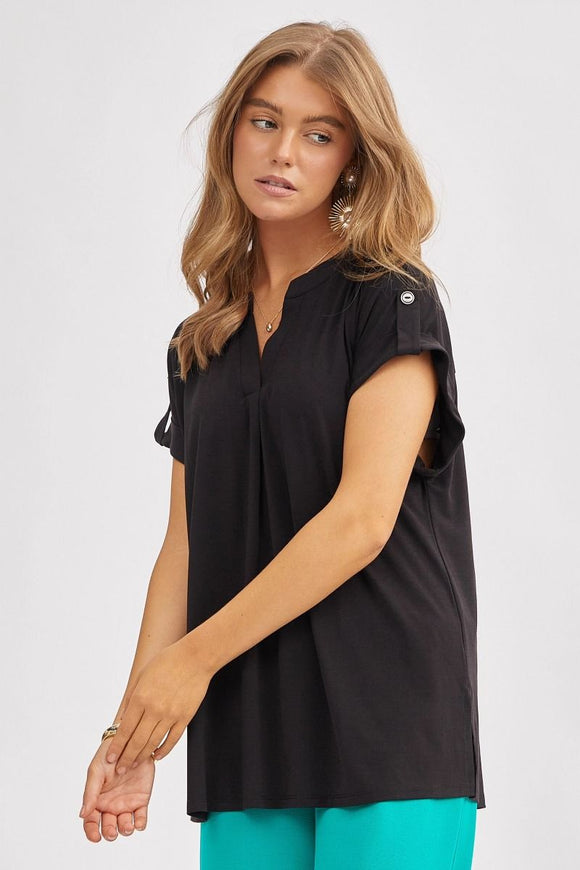 Lizzy Cap Sleeve in Solid Black