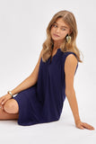 Solid Navy Wrinkle Free Gabby Tank Dress