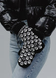 Black Skull Lined Cable Knit Mittens