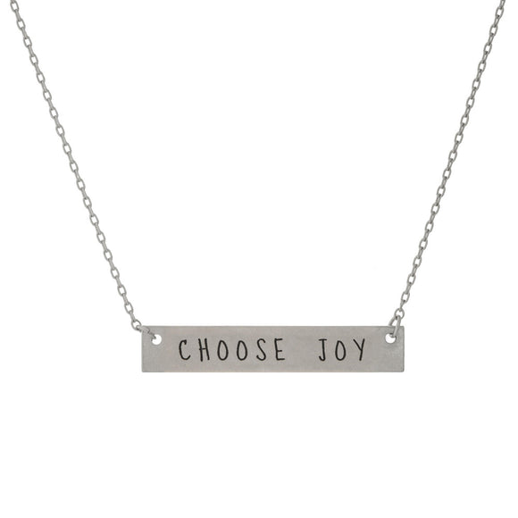 Choose Joy Silver Bar Necklace - The Simple Soul Boutique