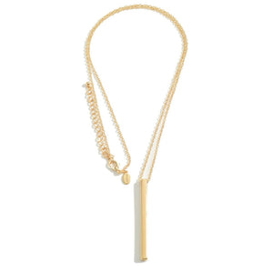 Simplistic Gold Long Bar Necklace