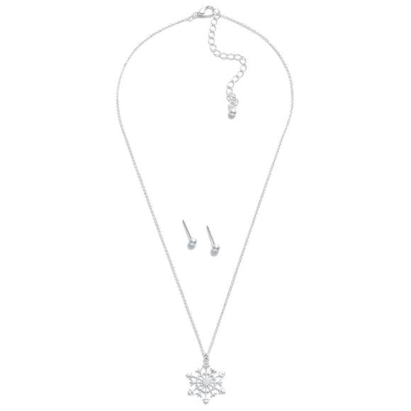 Snowflake Silver Necklace & Earrings