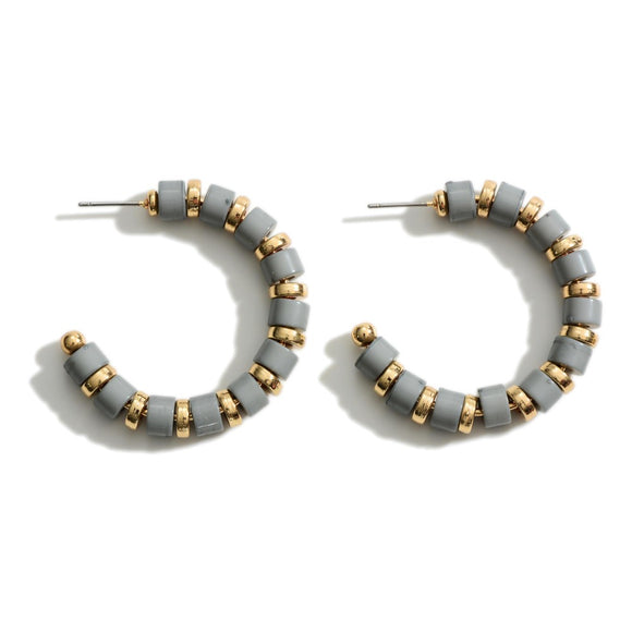 Grey Beaded Hoops - The Simple Soul Boutique