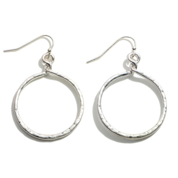 Willow Silver Hammered Round Dangle