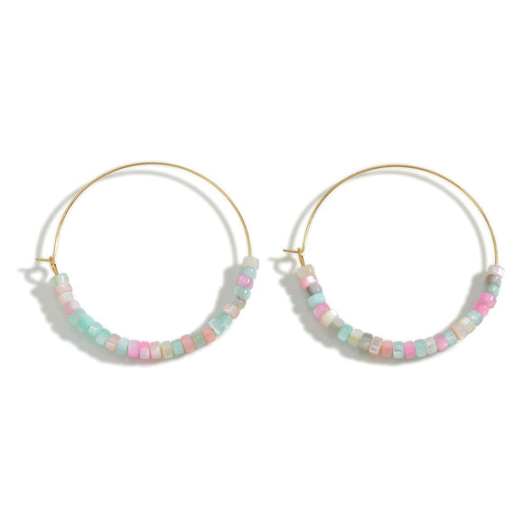 Cotton Candy Beaded Hoops