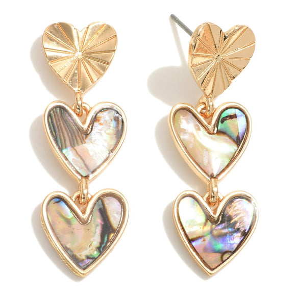 Gold Abalone Linked Heart Dangle