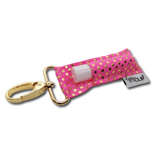 Gold Dots on Bubblegum Pink LippyClip® Lip Balm Holder