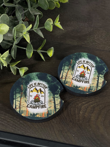 Life Is Better By The Campfire Car Coaster Set