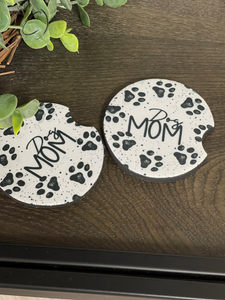 Paw Print Dog Mom Neoprene Car Coaster Set
