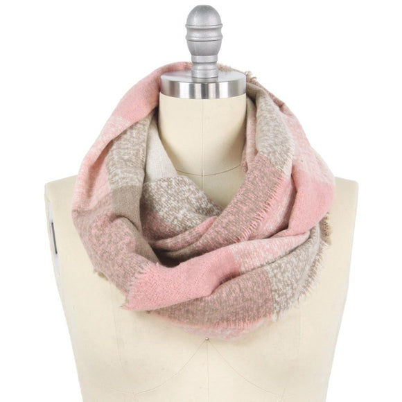 Pink Winter Plaid Infinity Scarf