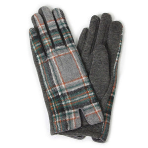 Grey Plaid Driving Gloves