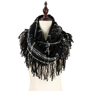 Plaid Fringe Infinity Scarf - The Simple Soul Boutique