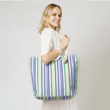 Striped Beach Tote in Blue Pruple