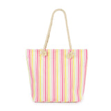 Striped Beach Tote in Pink Yellow