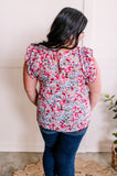 1.19 Ruffle Detail Shoulder Blouse In Pink & Blue Florals