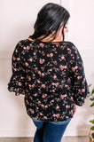 1.15 Decorative Button Front Blouse With Ruffle Sleeve Detail In Dark Rose Florals