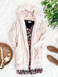 1.15 Open Front Hooded Teddy Cardigan With Pockets In Ivory