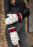 Oatmeal with Red Buffalo Plaid Accent Lined Mitten