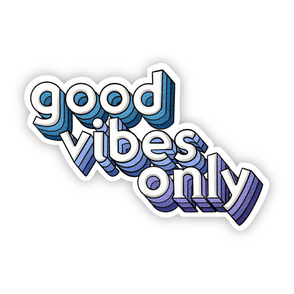 Good Vibes Only Blue Lettering Sticker