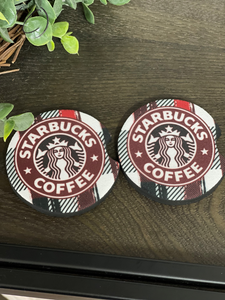 Buffalo Plaid Starbucks Neoprene Car Coaster Set