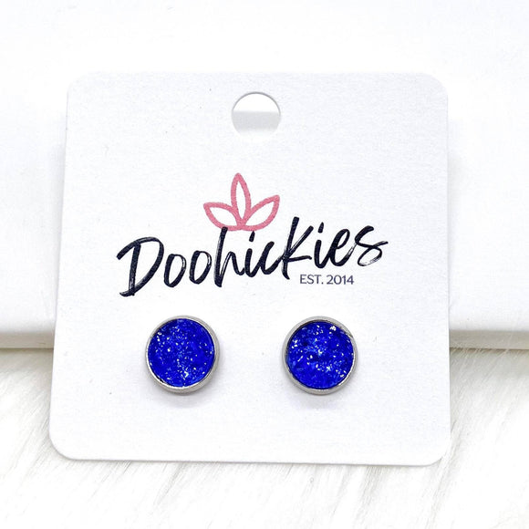 Royal Blue Lil' Sparkles in Stainless Steel Settings