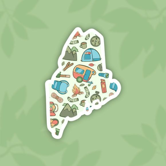 Maine Camping State Sticker