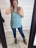 Sage Green Rouched Blouse Tank