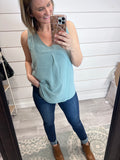 Sage Green Rouched Blouse Tank