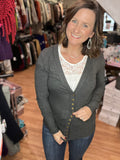 Button Sweater Cardigan in Charcoal