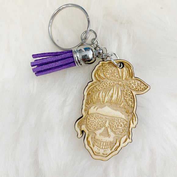 Skull Wood Carved Keychain - The Simple Soul Boutique