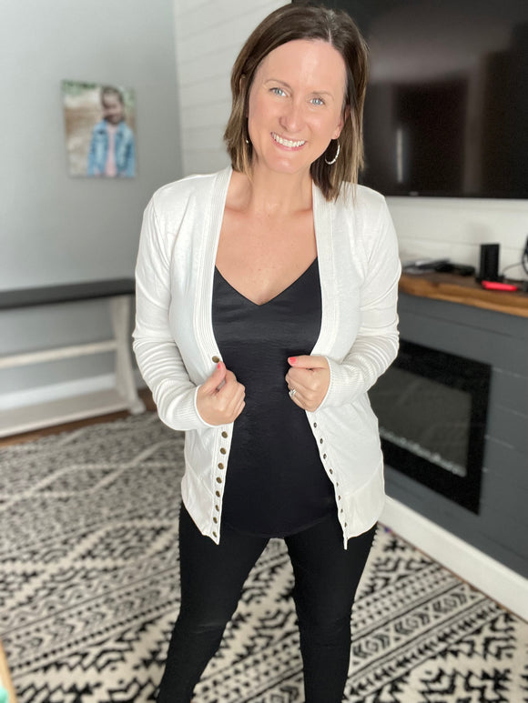 Bone Ivory Button Sweater Cardigan