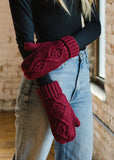 Merlot Cable Knit Mittens