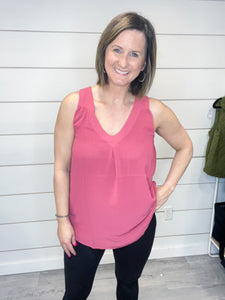 Rose Rouched Blouse Tank