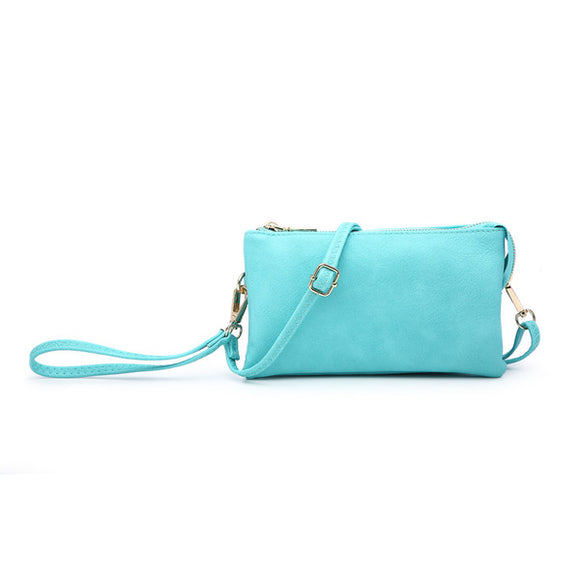 Turquoise All the Pockets Crossbody Wristlet