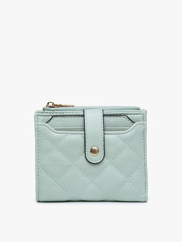Seafoam Melody Quilted Zip Top Wallet