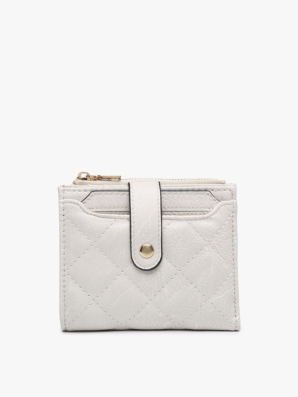 Off White Melody Quilted Zip Top Wallet