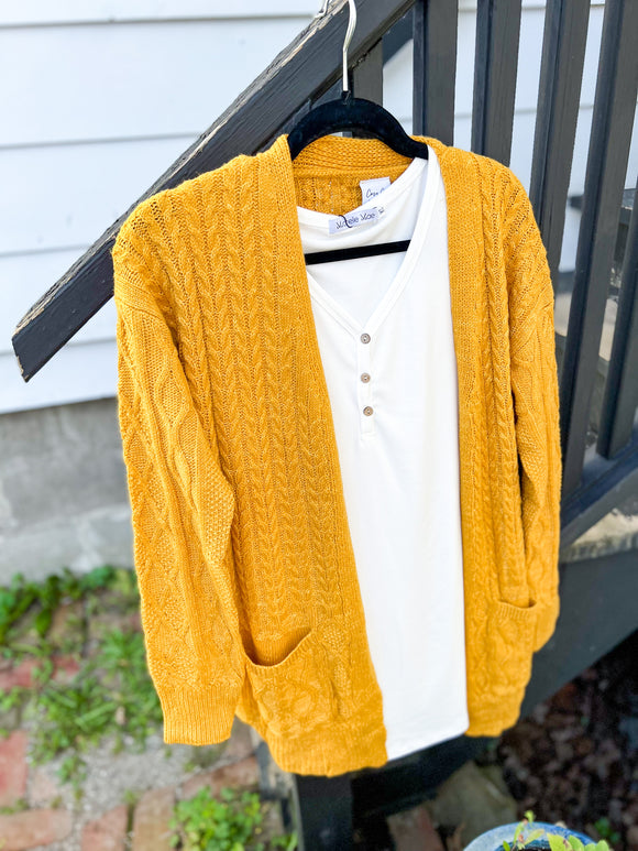 Courtney Cable Cardigan in Mustard