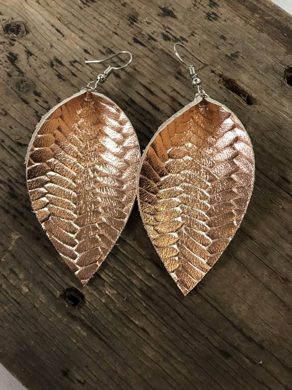Rose Gold Textured Leather Dangles - The Simple Soul Boutique