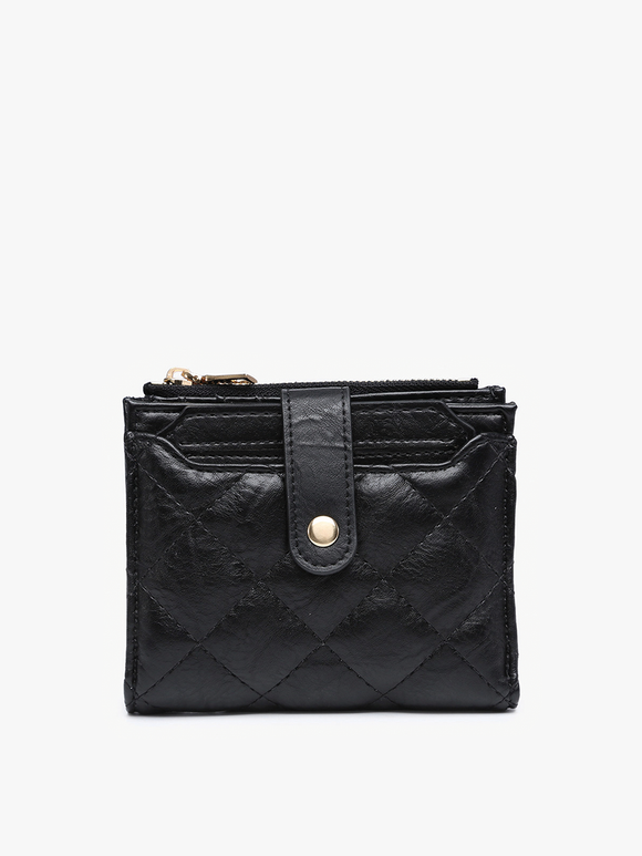 Melody Quilted Zip Top Wallet in Black