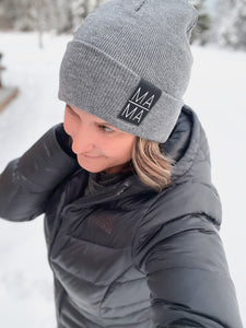Grey Mama Stacked Cuff Patch Beanie