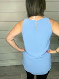 Spring Blue Rouched Blouse Tank