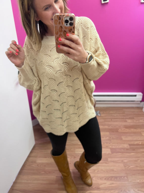 Scallop Sweater in Fresh Taupe